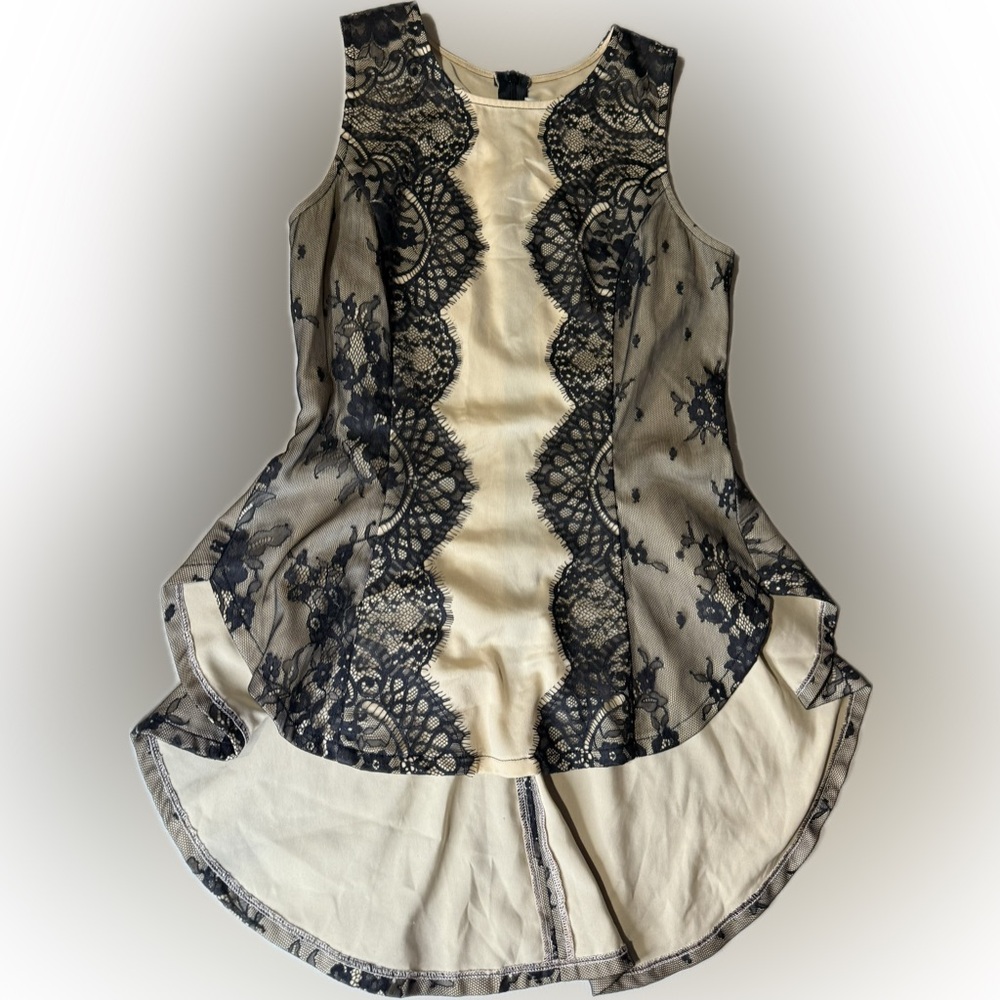 Lovers + Friends Cream Asymmetrical Blouse with High Neckline